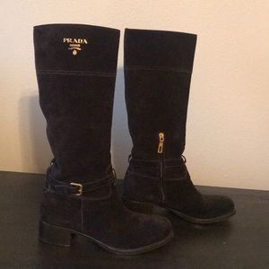 Black Suede Prada Boots (Size 40)